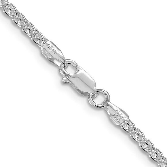 2.5mm Rhodium Sterling Silver Solid Round Spiga Chain Necklace, 16 In - Picture 2 of 6